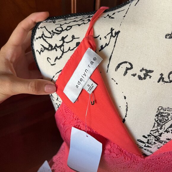 Adelyn Rae Ruffle Lace Dress Coral Pink Small - Picture 7 of 7